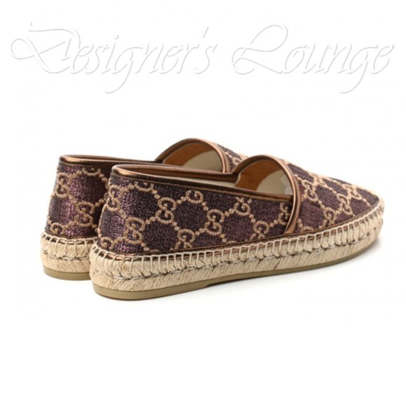 ⚡️SOLD! NEW GUCCI Heritage GG Monogram Brown Metallic Espadrilles Size EU 38 - Picture 9 of 12
